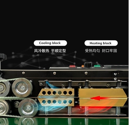220V/50HZ FR-900 Συνεχή μηχανή σφράγισης ταινιών για πλαστικές σακούλες Περιοχή θερμοκρασίας 0-300C